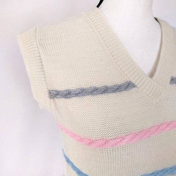 Vintage 1970s Jane Colby Pale Yellow Striped Knit Sweater - Picture 9 of 13